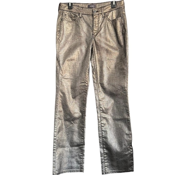 Women’s NYDJ Copper Coated Snake Marilyn Straight Jeans size 6 - Picture 4 of 14